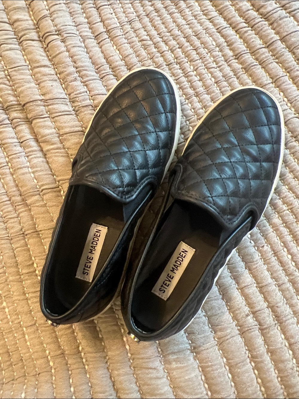 Steve Madden Black Quilted Slip-On Sneakers